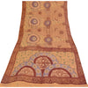 Sanskriti Vintage Sarees Peach Pure Silk Printed Sari 5+yd Floral Craft Fabric