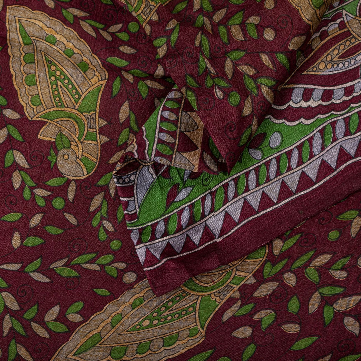 Sanskriti Vintage Saree Red Soft Pure Silk Peacock Palanqueen Print Sari Fabric