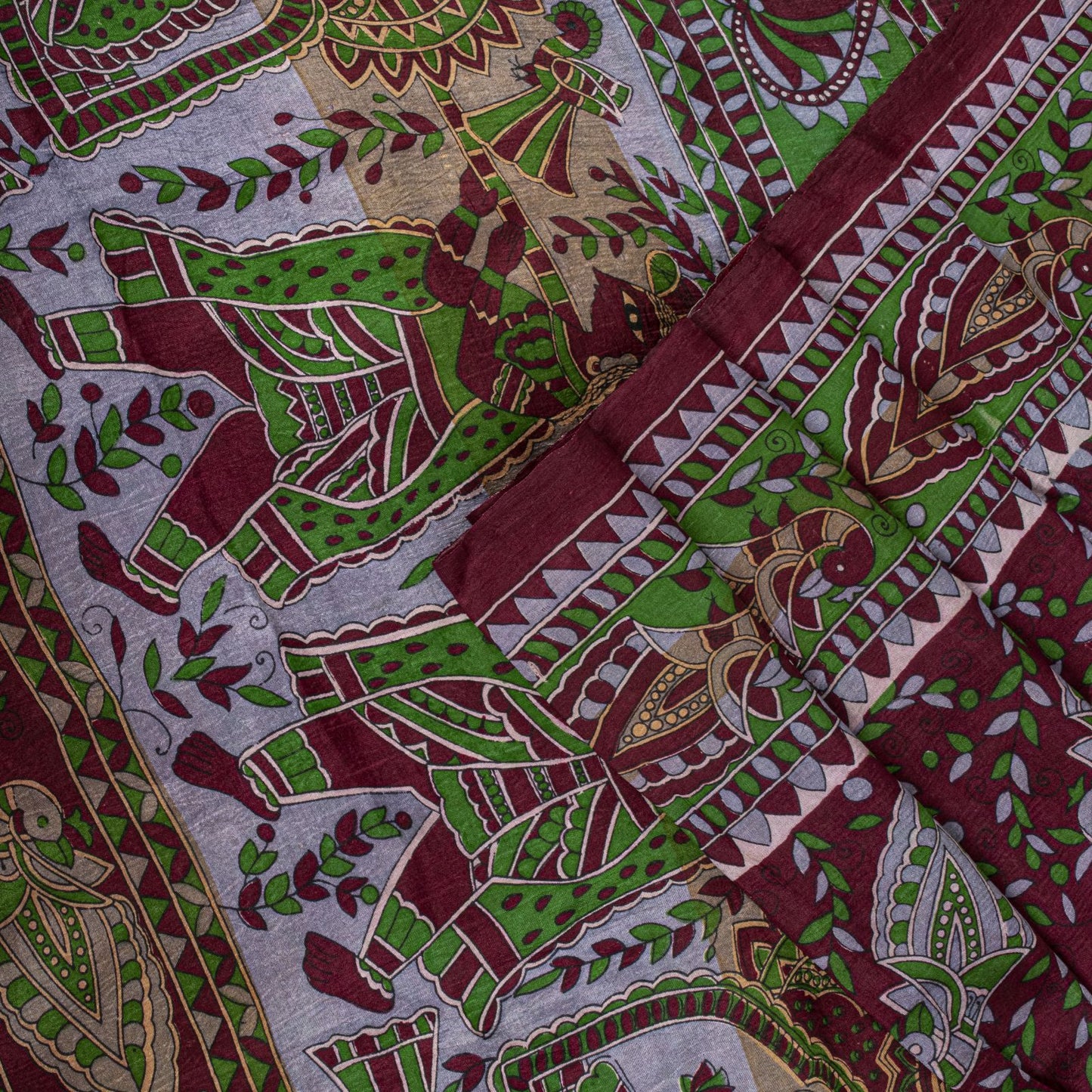 Sanskriti Vintage Saree Red Soft Pure Silk Peacock Palanqueen Print Sari Fabric