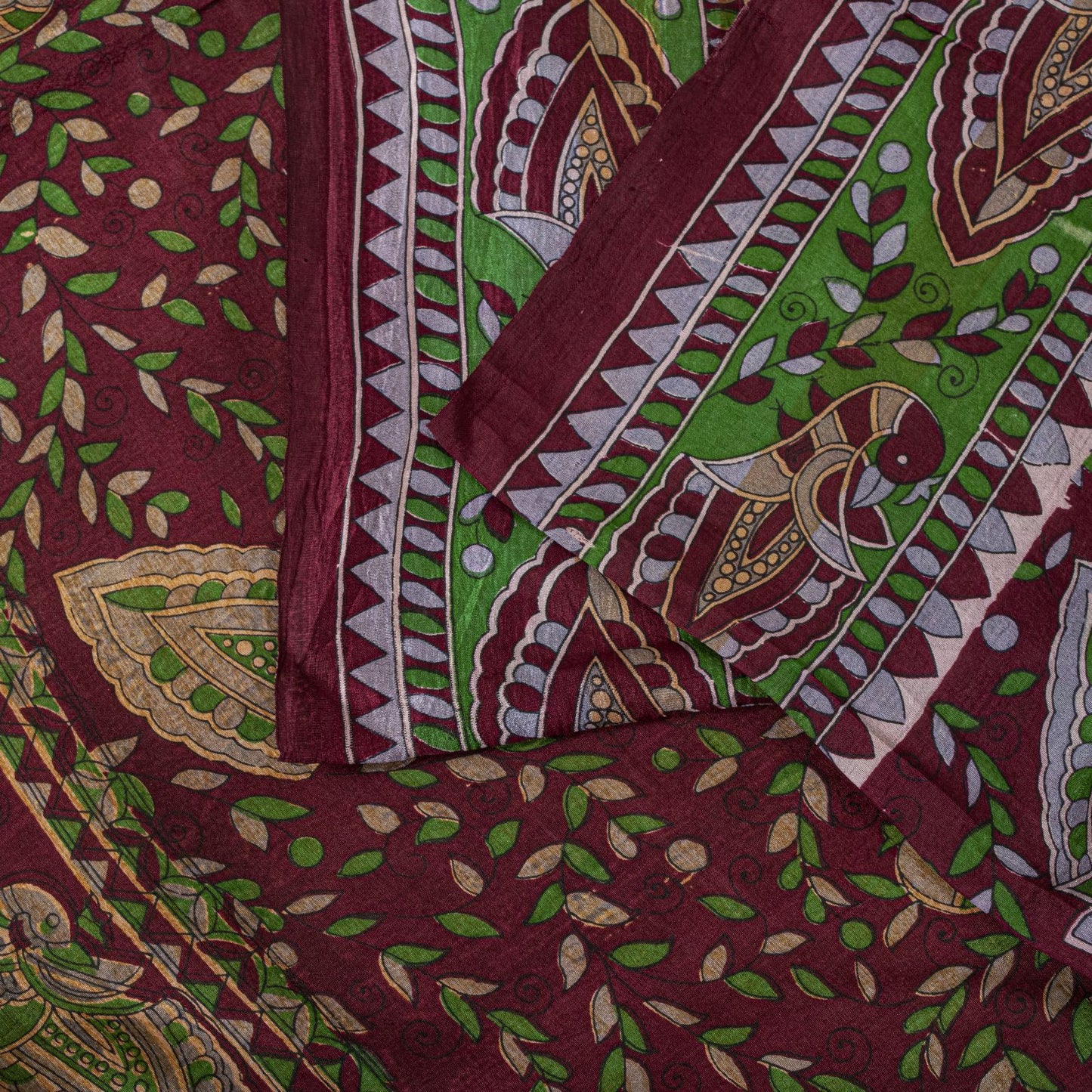 Sanskriti Vintage Saree Red Soft Pure Silk Peacock Palanqueen Print Sari Fabric