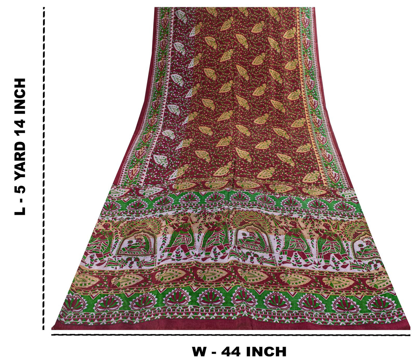 Sanskriti Vintage Saree Red Soft Pure Silk Peacock Palanqueen Print Sari Fabric