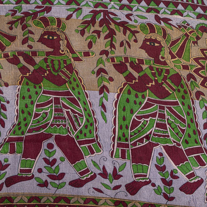 Sanskriti Vintage Saree Red Soft Pure Silk Peacock Palanqueen Print Sari Fabric
