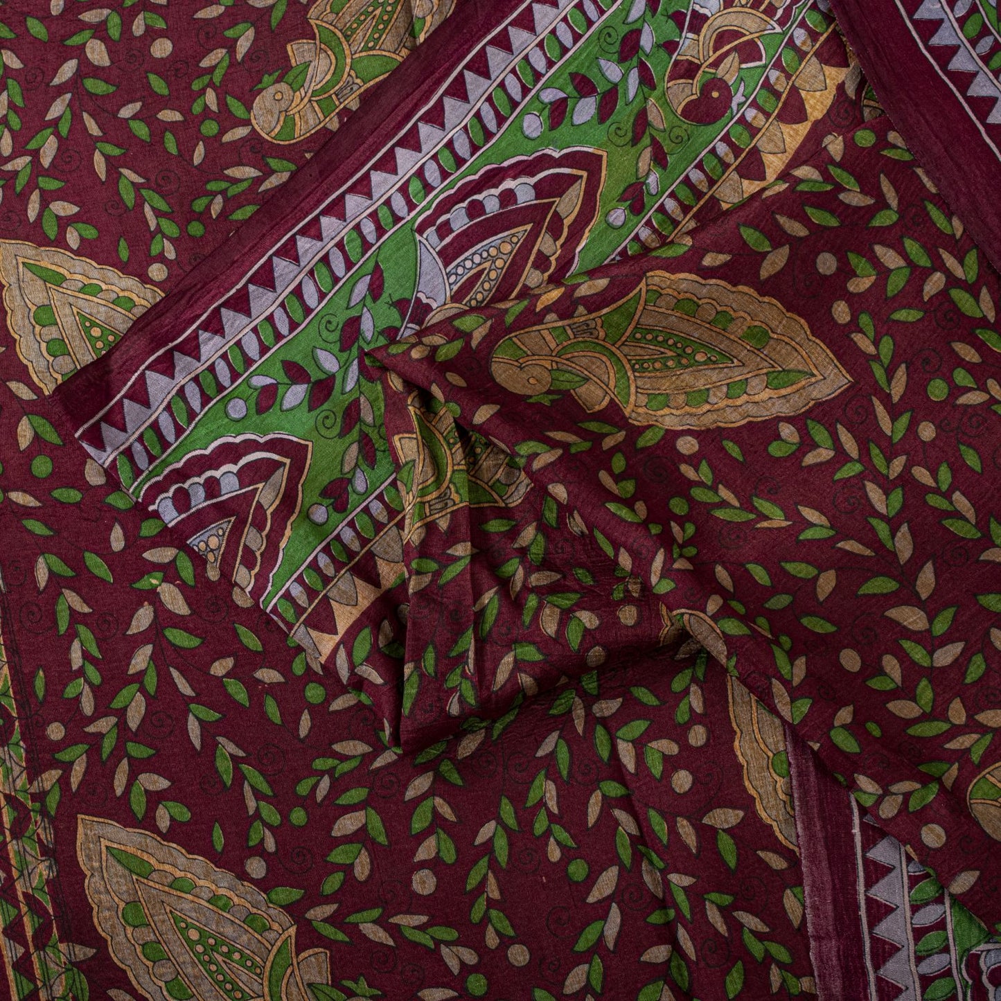 Sanskriti Vintage Saree Red Soft Pure Silk Peacock Palanqueen Print Sari Fabric