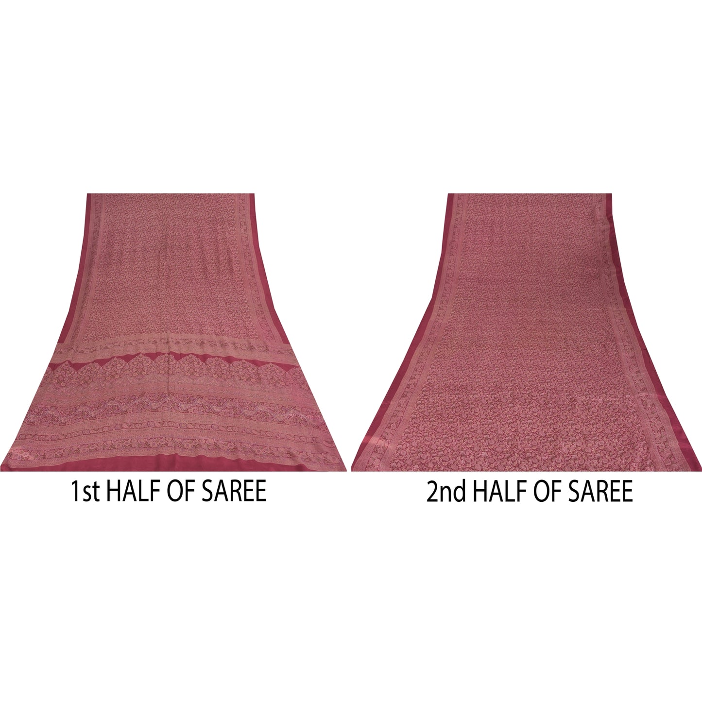 Sanskriti Vintage Sarees Purple 100% Pure Silk Printed Sari 6+yd Craft Fabric