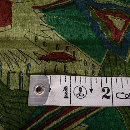 Sanskriti Vintage Saree Green Soft Pure Silk Abstract Printed Sari 6+Yd Fabric