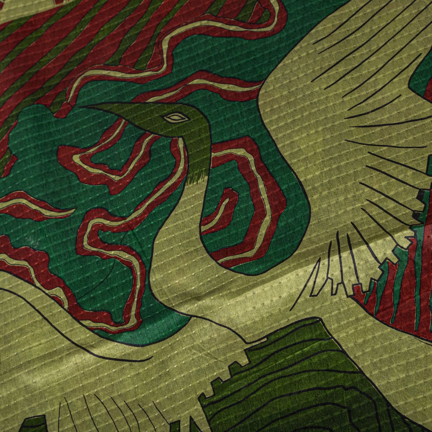 Sanskriti Vintage Saree Green Soft Pure Silk Abstract Printed Sari 6+Yd Fabric