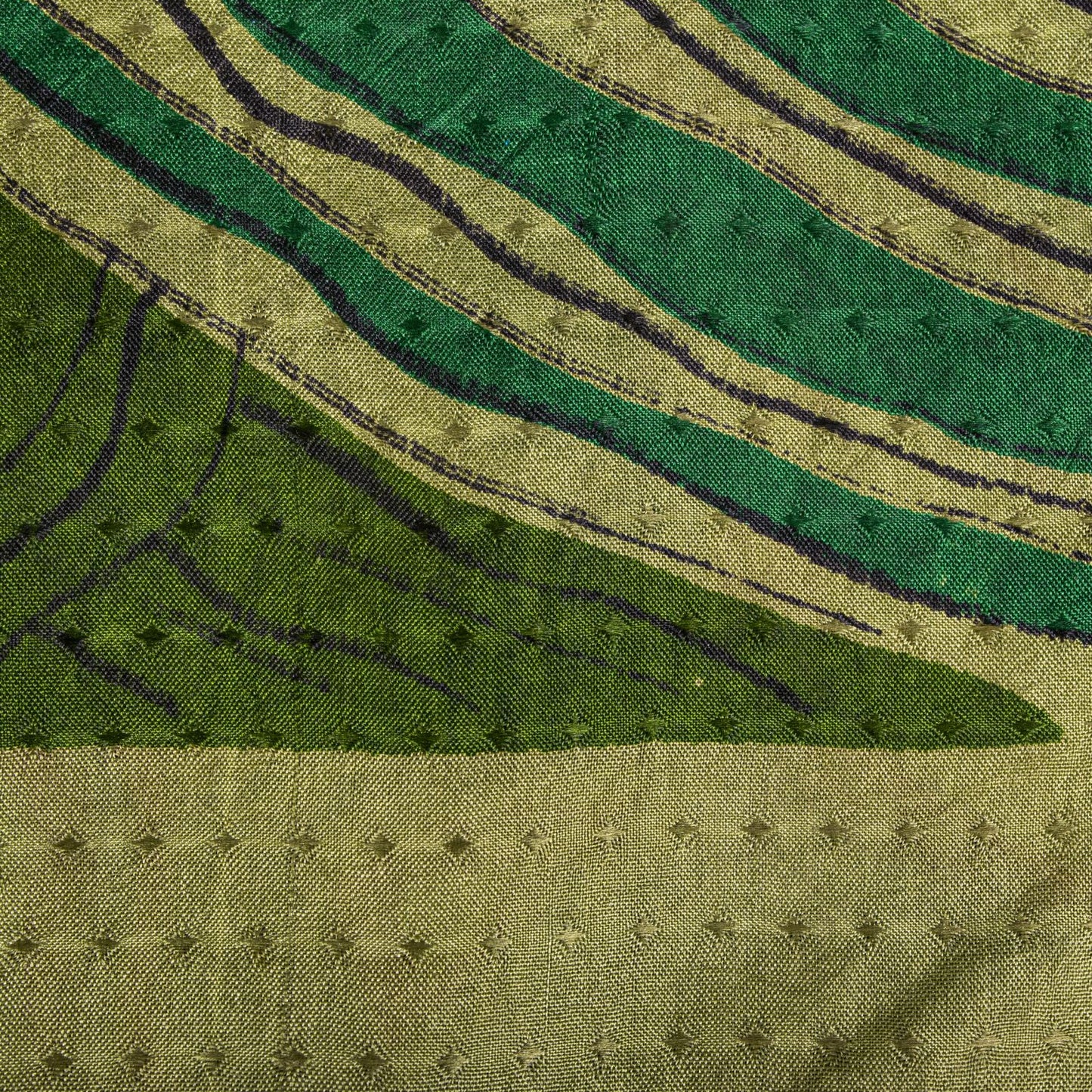 Sanskriti Vintage Saree Green Soft Pure Silk Abstract Printed Sari 6+Yd Fabric