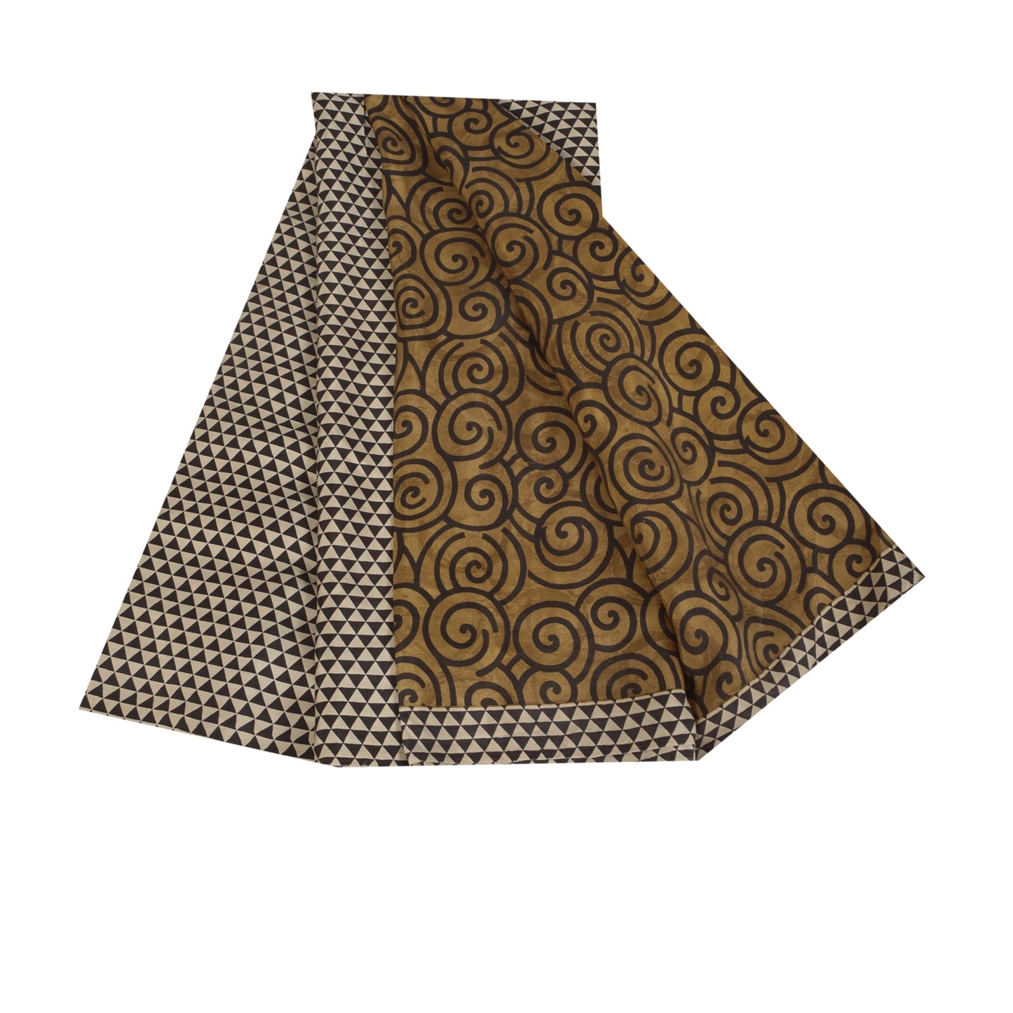 Sanskriti Vintage Sarees i brune nuancer af rent silketryk Sari 5+ yards håndværksstof