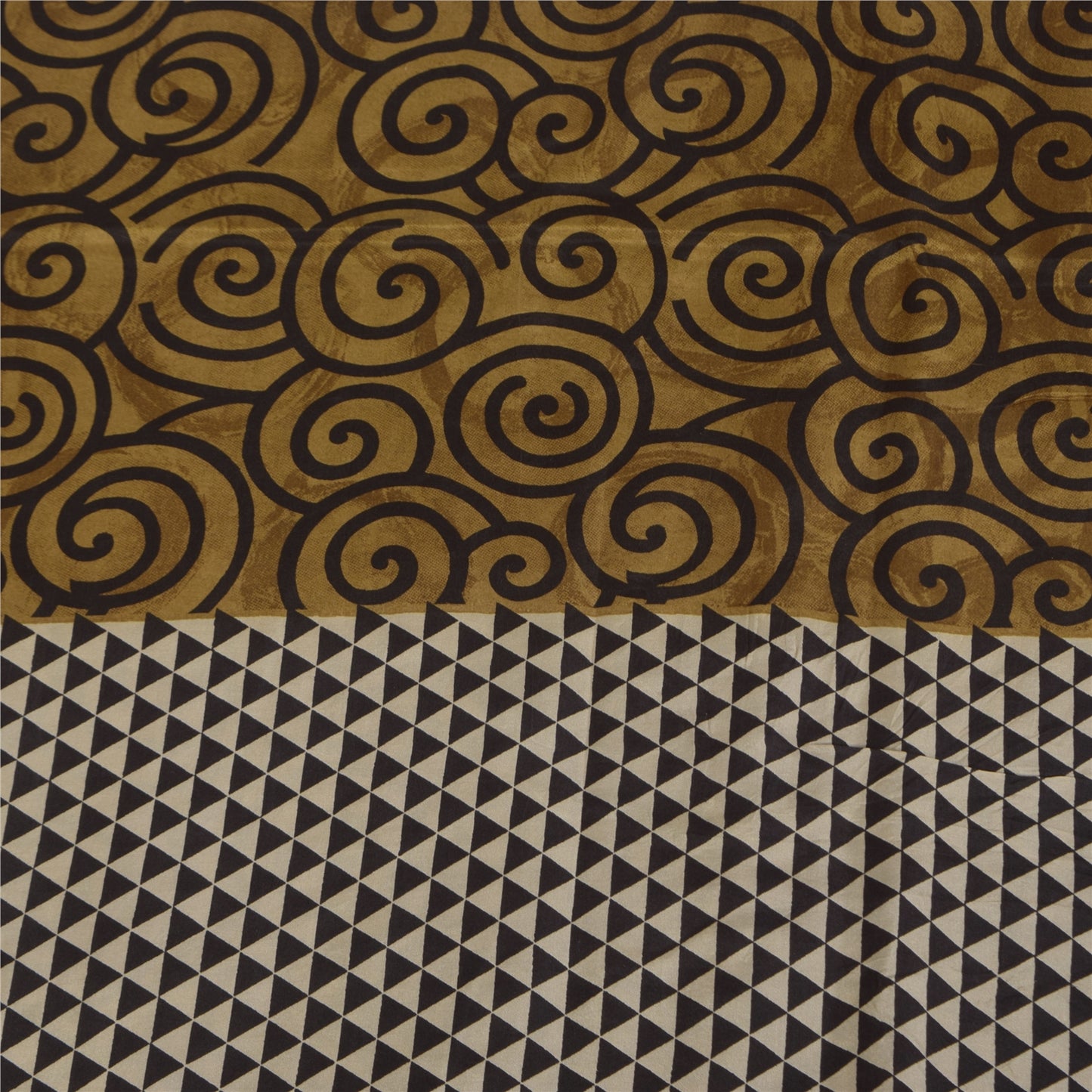 Sanskriti Vintage Sarees i brune nuancer af rent silketryk Sari 5+ yards håndværksstof