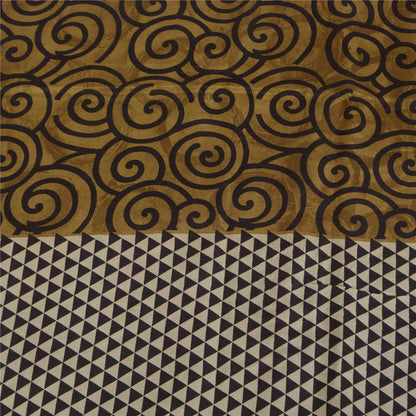 Sanskriti Vintage Sarees i brune nuancer af rent silketryk Sari 5+ yards håndværksstof