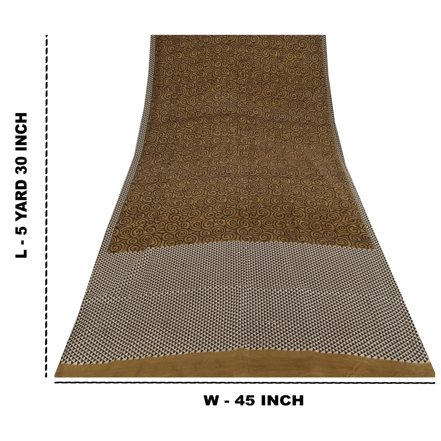 Sanskriti Vintage Sarees i brune nuancer af rent silketryk Sari 5+ yards håndværksstof