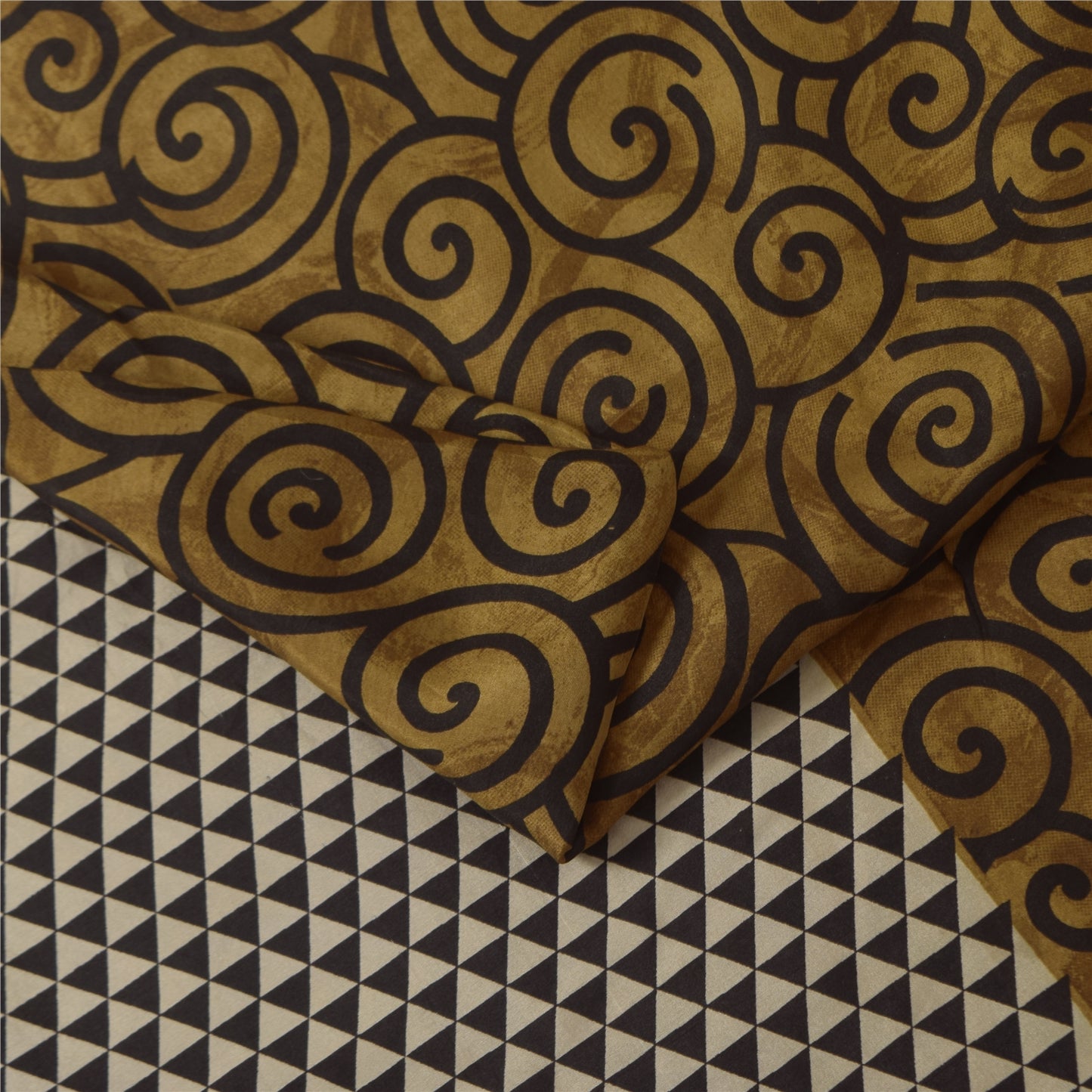 Sanskriti Vintage Sarees i brune nuancer af rent silketryk Sari 5+ yards håndværksstof