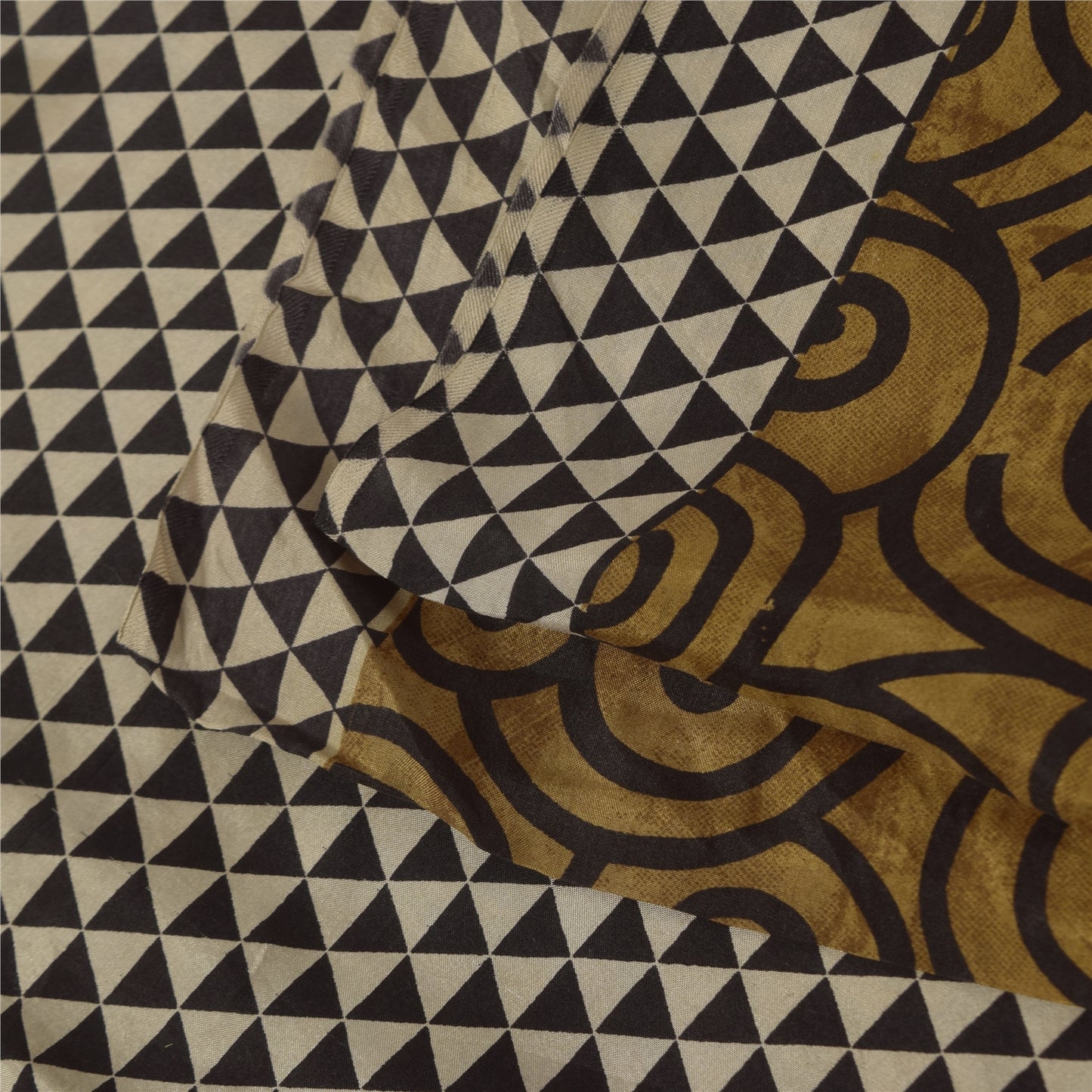 Sanskriti Vintage Sarees i brune nuancer af rent silketryk Sari 5+ yards håndværksstof