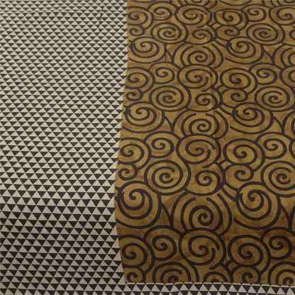 Sanskriti Vintage Sarees i brune nuancer af rent silketryk Sari 5+ yards håndværksstof