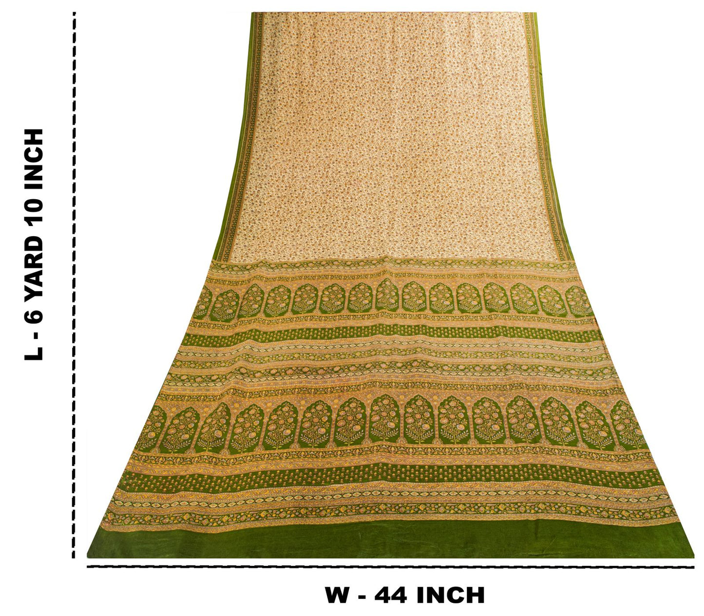 Sanskriti Vintage Saree Cream Soft Pure Silk Kalamkari Printed Sari 6+Yd Fabric