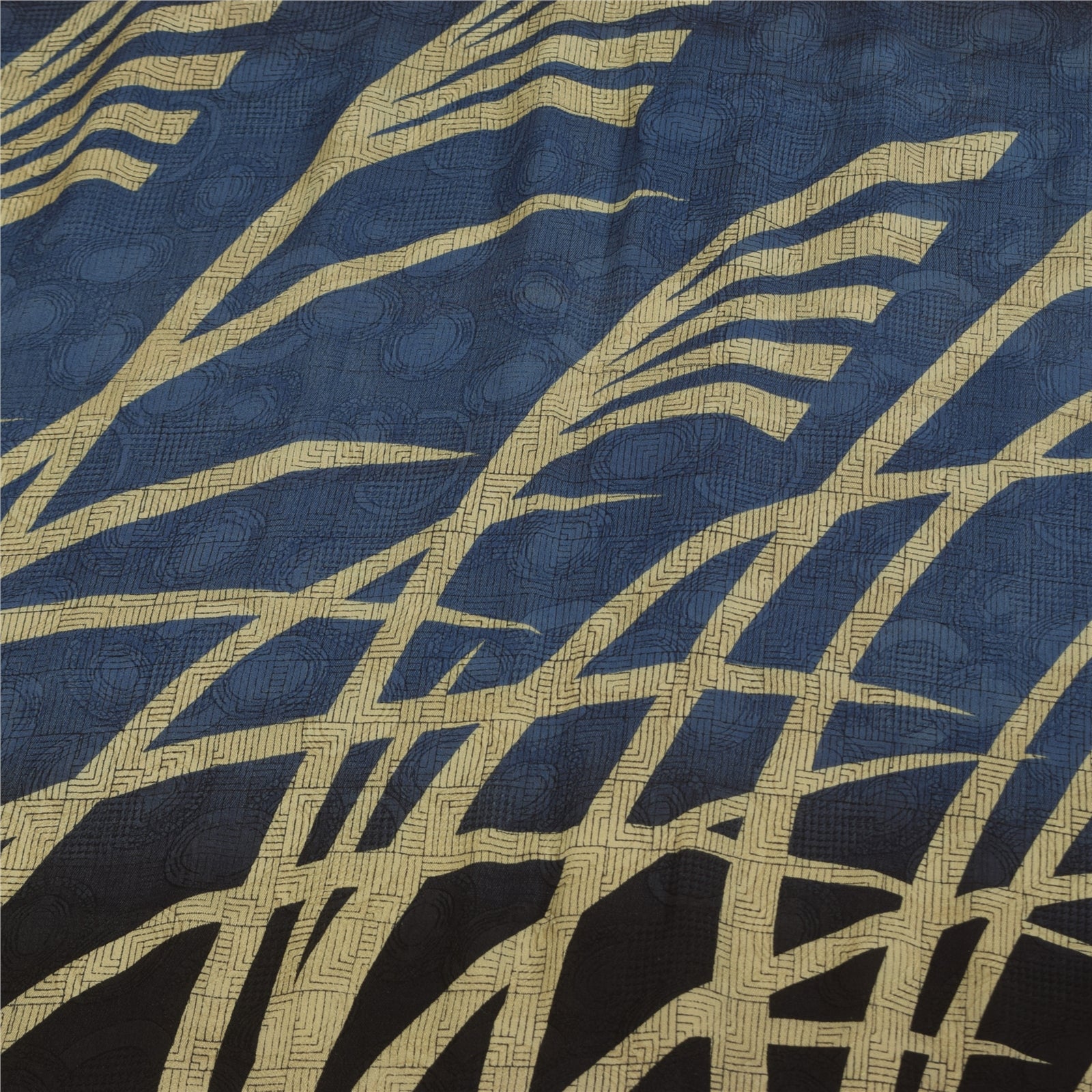 Sanskriti Vintage Sarees Cream Indian Pure Silk Printed Sari 5+yd Craft Fabric