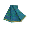 Sanskriti Vintage Sarees Blue Zari Border Pure Silk Print Sari 6yd Craft Fabric