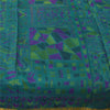 Sanskriti Vintage Sarees Blue Zari Border Pure Silk Print Sari 6yd Craft Fabric