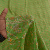 Sanskriti Vintage Sarees Grøn Indisk Ren Silke Trykt Sari 6+ yard Håndværksstof