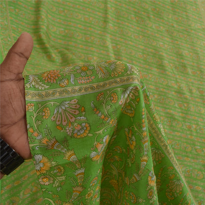 Sanskriti Vintage Sarees Grøn Indisk Ren Silke Trykt Sari 6+ yard Håndværksstof