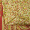Sanskriti Vintage Sarees Cream Indian Pure Silk Printed Sari 5+yd Craft Fabric