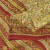 Sanskriti Vintage Sarees Cream Indian Pure Silk Printed Sari 5+yd Craft Fabric