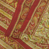 Sanskriti Vintage Sarees Cream Indian Pure Silk Printed Sari 5+yd Craft Fabric