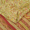 Sanskriti Vintage Sarees Cream Indian Pure Silk Printed Sari 5+yd Craft Fabric