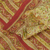 Sanskriti Vintage Sarees Cream Indian Pure Silk Printed Sari 5+yd Craft Fabric