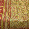 Sanskriti Vintage Sarees Cream Indian Pure Silk Printed Sari 5+yd Craft Fabric