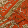 Sanskriti Vintage Sarees Orange Indian Pure Silk Printed Sari 5+yd Craft Fabric
