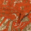 Sanskriti Vintage Sarees Orange Indian Pure Silk Printed Sari 5+yd Craft Fabric