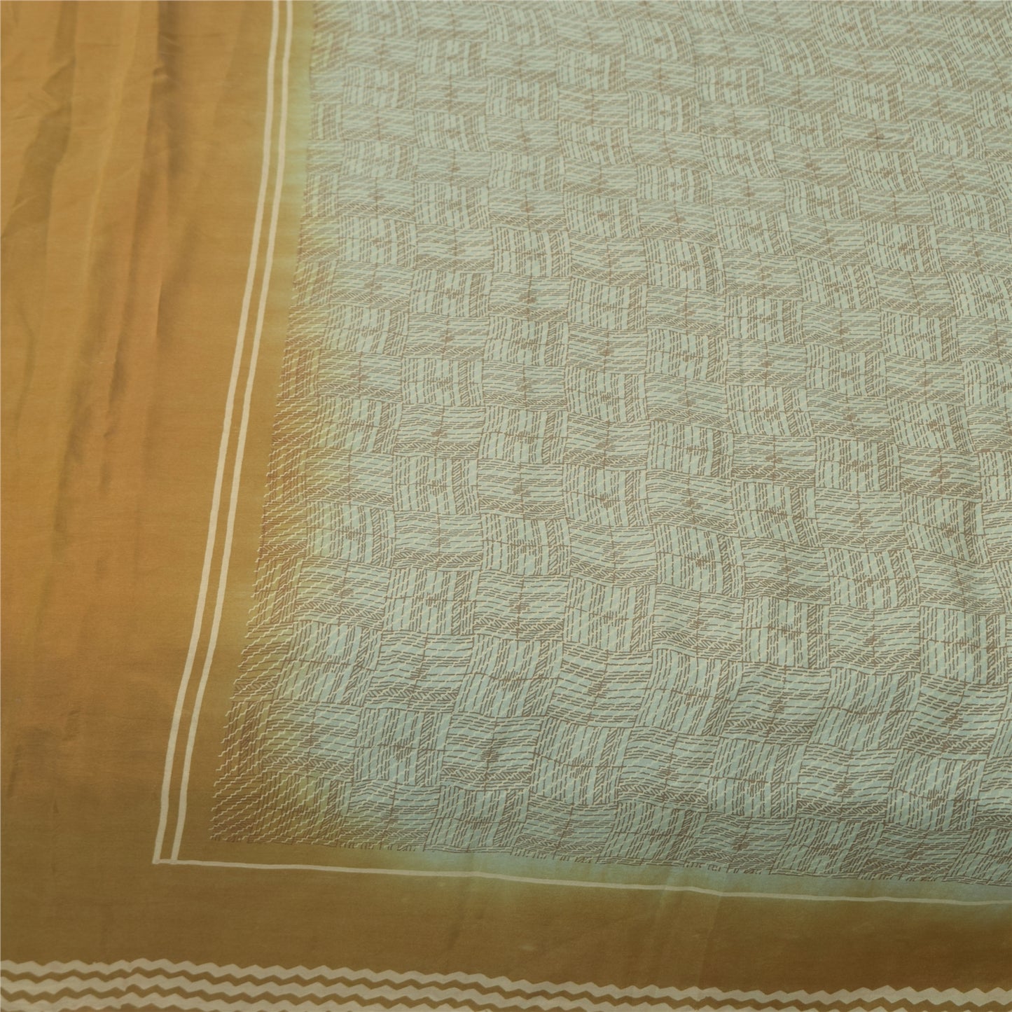 Sanskriti Vintage Sarees Gray 100% Pure Silk Printed Sari 5+yd Craft Fabric