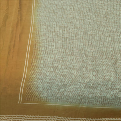 Sanskriti Vintage Sarees Gray 100% Pure Silk Printed Sari 5+yd Craft Fabric