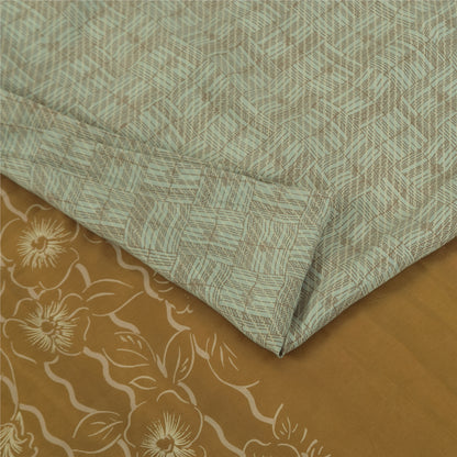 Sanskriti Vintage Sarees Gray 100% Pure Silk Printed Sari 5+yd Craft Fabric