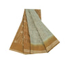 Sanskriti Vintage Sarees Gray 100% Pure Silk Printed Sari 5+yd Craft Fabric