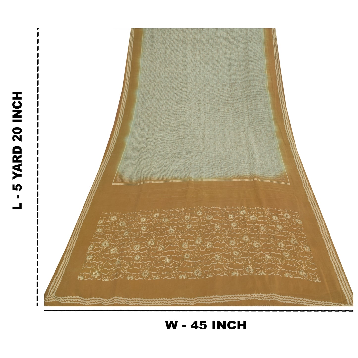 Sanskriti Vintage Sarees Gray 100% Pure Silk Printed Sari 5+yd Craft Fabric