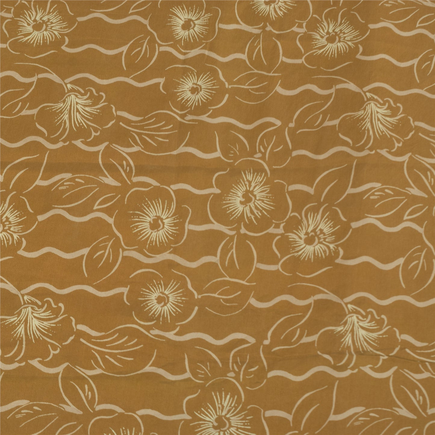 Sanskriti Vintage Sarees Gray 100% Pure Silk Printed Sari 5+yd Craft Fabric