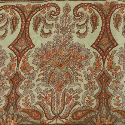 Sanskriti Vintage Sarees Brown 100% Pure Silk Printed Sari 6+yd SoftCraft Fabric