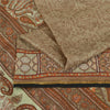 Sanskriti Vintage Sarees Brown 100% Pure Silk Printed Sari 6+yd SoftCraft Fabric