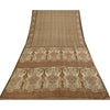 Sanskriti Vintage Sarees Brown 100% Pure Silk Printed Sari 6+yd SoftCraft Fabric