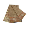 Sanskriti Vintage Sarees Brown 100% Pure Silk Printed Sari 6+yd SoftCraft Fabric