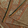 Sanskriti Vintage Sarees Brown 100% Pure Silk Printed Sari 6+yd SoftCraft Fabric