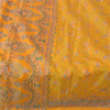Sanskriti Vintage Sarees Yellow Indian Pure Silk Printed Sari 5+yd Craft Fabric