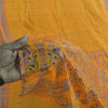 Sanskriti Vintage Sarees Yellow Indian Pure Silk Printed Sari 5+yd Craft Fabric