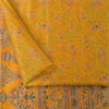 Sanskriti Vintage Sarees Yellow Indian Pure Silk Printed Sari 5+yd Craft Fabric