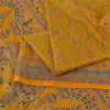 Sanskriti Vintage Sarees Yellow Indian Pure Silk Printed Sari 5+yd Craft Fabric