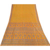 Sanskriti Vintage Sarees Yellow Indian Pure Silk Printed Sari 5+yd Craft Fabric