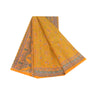 Sanskriti Vintage Sarees Yellow Indian Pure Silk Printed Sari 5+yd Craft Fabric