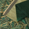 Sanskriti Vintage Sarees Green 100% Pure Silk Printed Sari 6+yd Craft Fabric